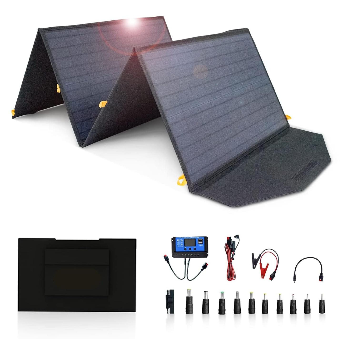 Selius Zonnepaneel-Oplader 120 W - Opvouwbaar en Draagbaar Zonnepaneel met Stekker voor Camping