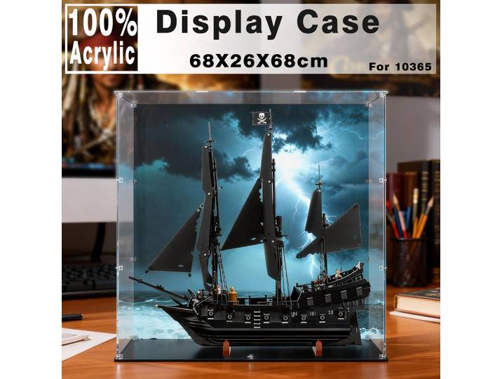 Boîte de présentation pour vitrine 10365, boîte de rangement transparente anti-poussière pour blocs de construction The Black Pearl, boîte de rangement pour briques de jouets