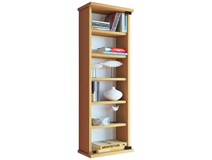 VCM CD/DVD Regal Buche 31x18x92 cm 1 Glastür 6 Fächer CDs DVDs Wohnzimmer
