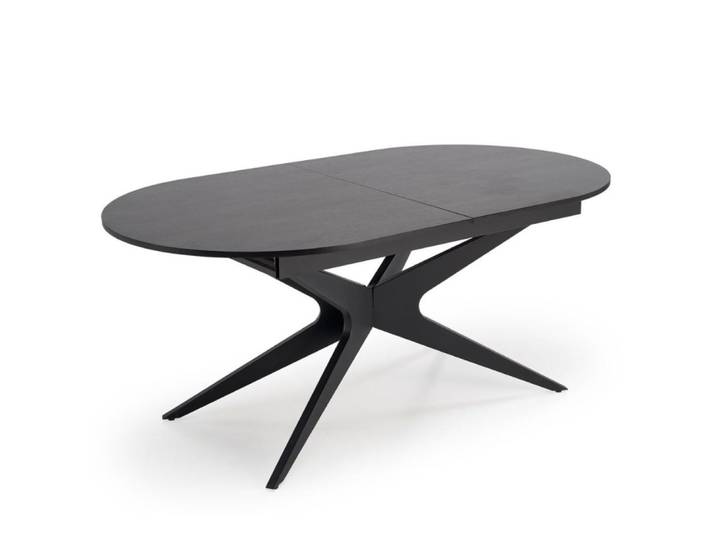 Table ovale noire extensible avec pied central 180 - 240cm