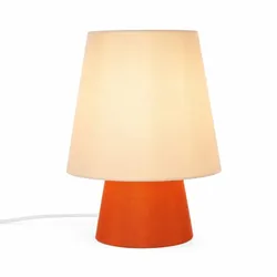 Relaxdays Zweifarbige Tischlampe Leinen Creme,Orange