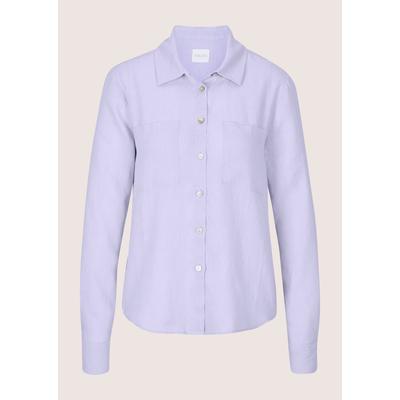 Hemdbluse MADELEINE "Leinenhemd Hemdbluse mit Taschen", Damen, Gr. 40, lila (hellamethyst), Obermaterial: 100% Leinen LI., Modern, gerade, Blusen Hemdbluse, Hemdblusenschnitt