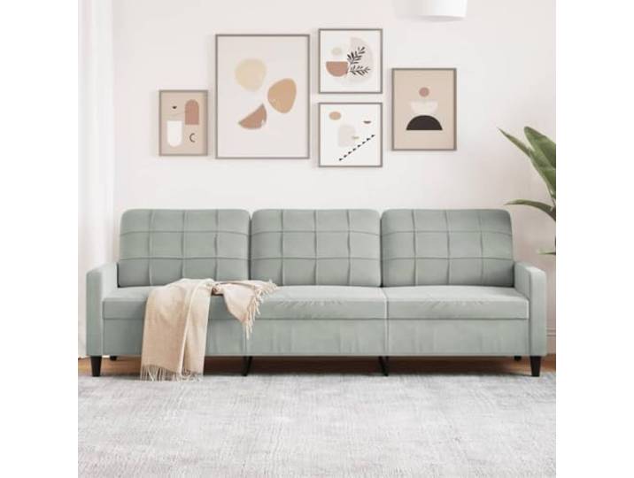 HEFZGDB 3-Sitzer-Sofa Hellgrau 210 cm Samt Modernes Design Metallgestell Bequeme Polsterung Weiches Material Stabiles Sofa Gemütliches Wohnzimmer