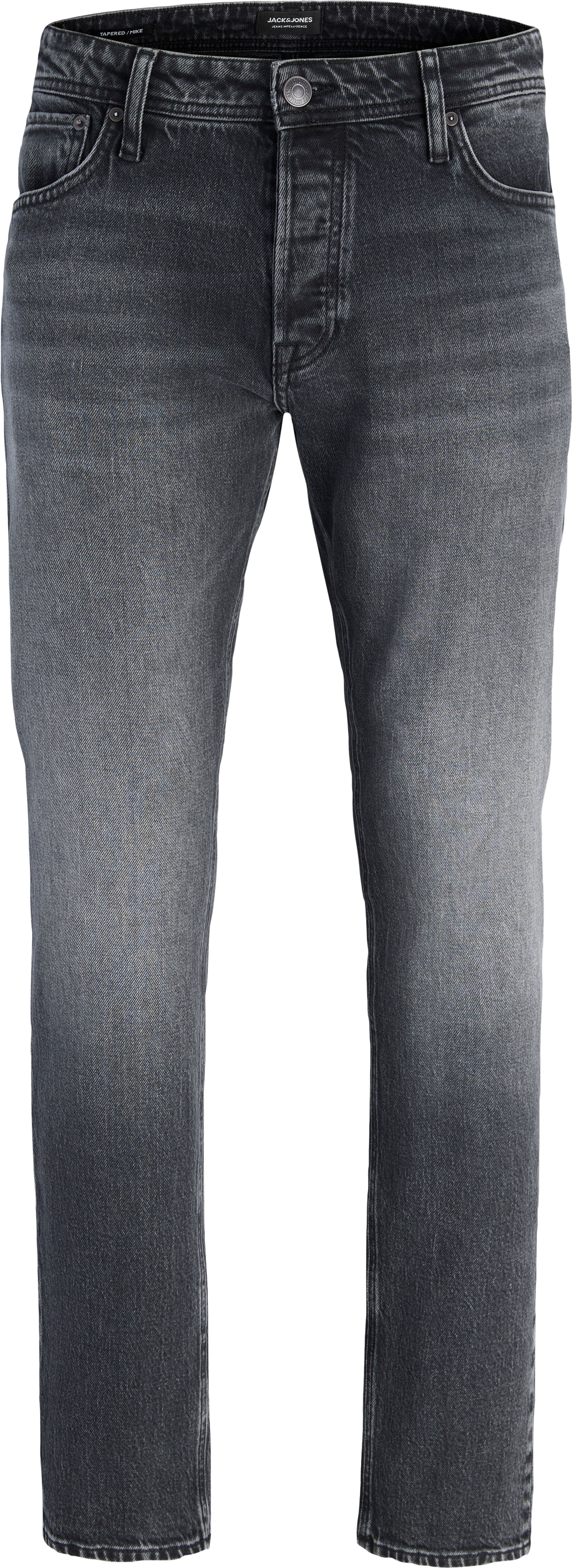 Comfort-fit-Jeans JACK & JONES "JJIMIKE JJORIGINAL ST", Herren, Gr. 34, Länge 34, grau (schwarz denim), Denim/Jeans, Obermaterial: 99% Baumwolle, 1% Elasthan, Abriebeffekte, comfort fit lang, Jeans Comfort-fit-Jeans, Baumwollmischung, comfort fit