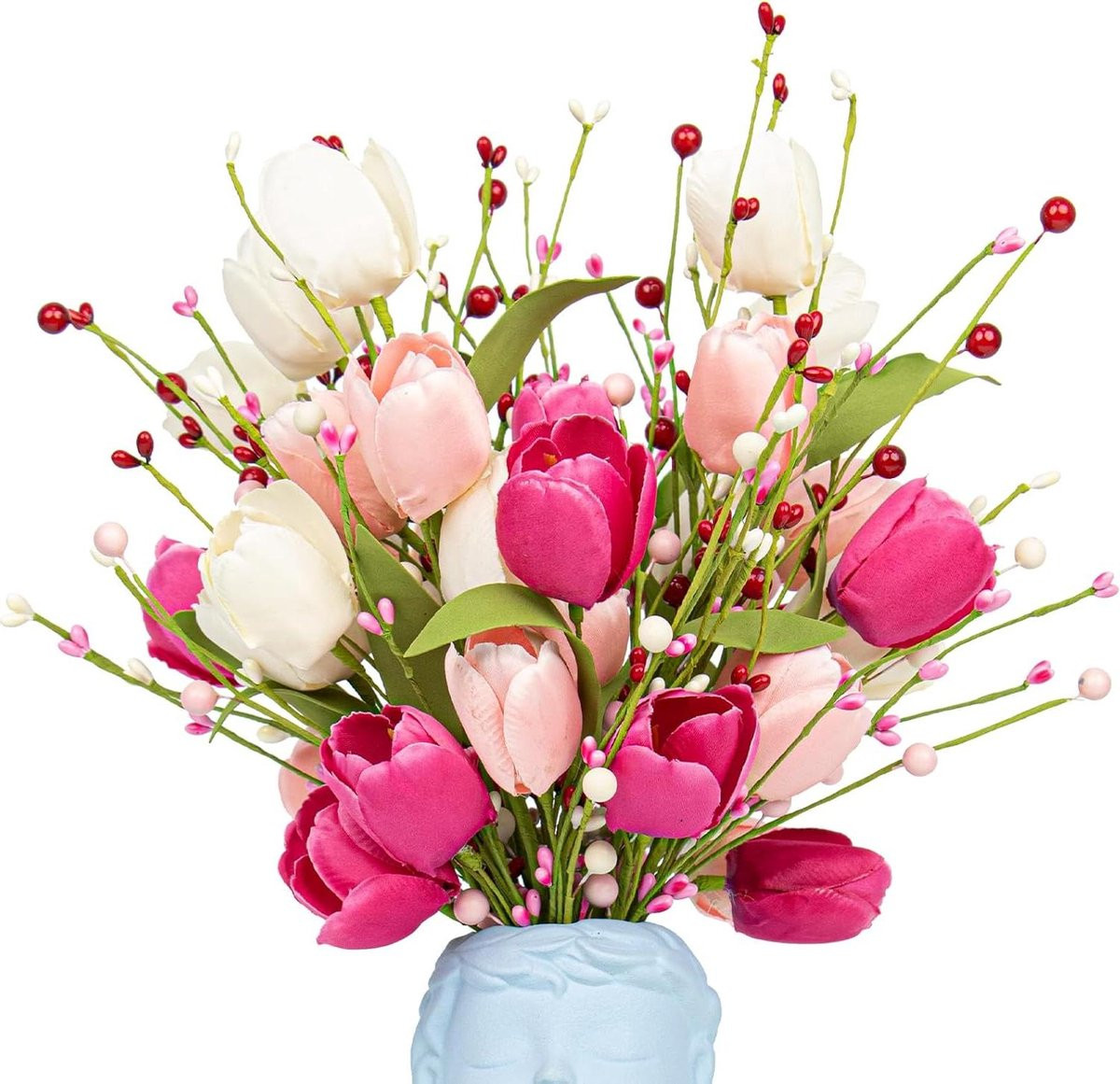 Set van 6 kunstbloemen decoratie picks voor feestelijke decoratie, 43 cm, gemengd