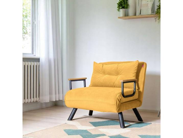 Fauteuil convertible + coussin MODI - Moutarde