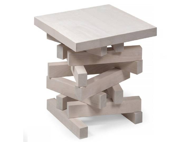 Woodek Beistelltisch Oscar, weiße Birke, 40/40/45 cm, Weiß, Holz, Echtholz,Birke, 40x45x40 cm, Wohnzimmer, Wohnzimmertische, Beistelltische