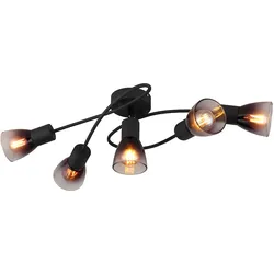 Deckenleuchte Deckenlampe Wohnzimmerlampe Rauchglas Schwarz Metall H 16,5 cm