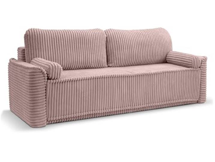 xonox.home Schlafsofa 3 Sitzer Grubs Schlafcouch Klappsofa Couch Cord rosa B/H/T: 225x96x93cm