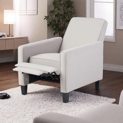 Push Back Recliner with Solid Wood Legs, Compact Manual Reclining Armchair for Living Room Bedroom Home Décor
