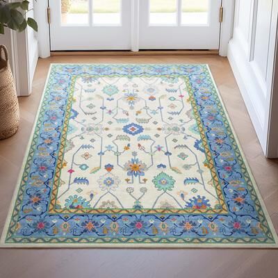 Well Woven Ushak Antalya Floral Modern Vibrant Flat-Weave Area Rug