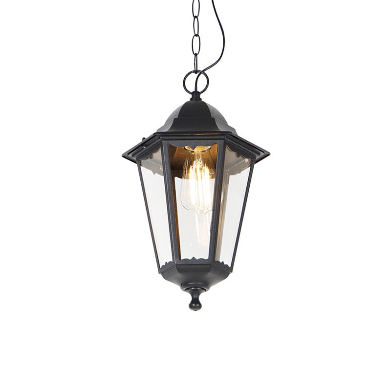 Qazqa Klassieke Buiten Hanglamp Havana - Zwart - IP44