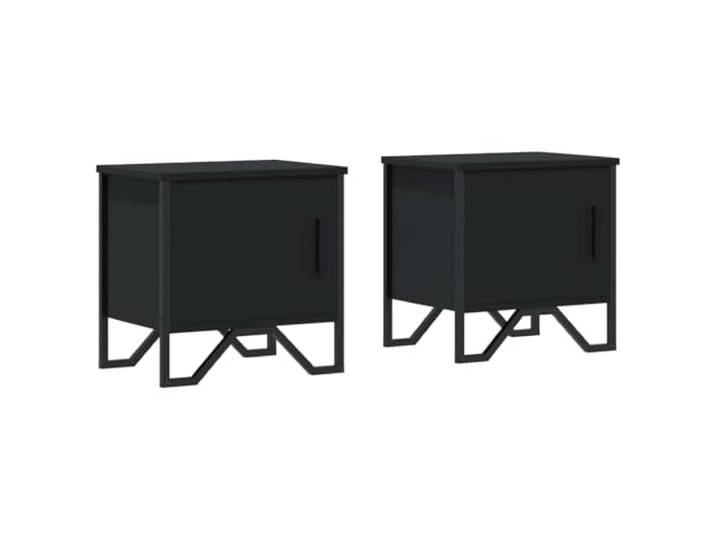HGLADYU Nachttische 2 STK. Schwarz 40x30x40 cm aus Holzwerkstoff mit Zwei Schubladen und Metallbeinen, ideal für Schlafzimmer und Wohnzimmer