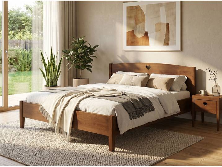 Bett Kernbuche Dunkel „Heidi“ 180 x 210 cm Massivholz Buche Dunkel