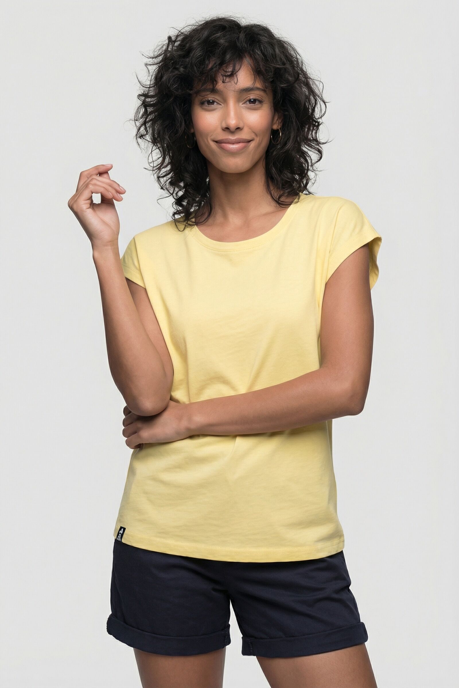 Rundhalsshirt ALIFE & KICKIN, Damen, Gr. S, gelb (panna cotta), 100% Baumwolle (Bio), Rundhals, Shirts Rundhalsshirt