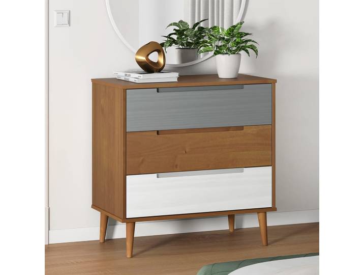 vidaXL Schubladenschrank MOLDE Braun 80x40x80 cm Massivholz Kiefer