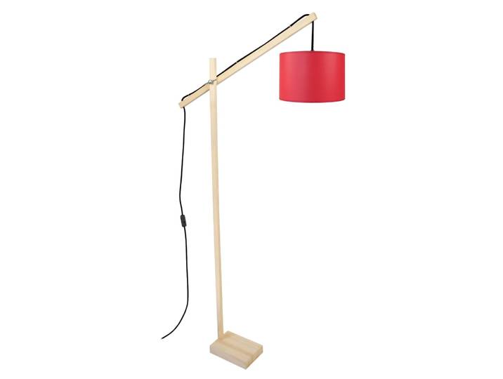 Lampadaire liseuse bois naturel abat-jour rouge