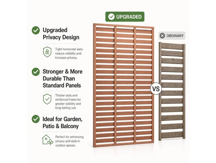 Panneau de clôture WPC 180x180 cm Marron, Panneau de clôture WPC pour jardin, clôture en composite bois-plastique pour extérieur, écran à lattes 180x180cm