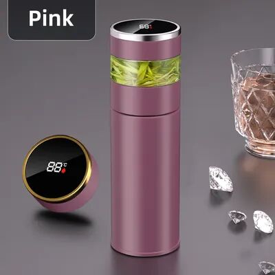 Uplifted Trends Stainless Steel Tea Thermos With LED Temperature Display pink