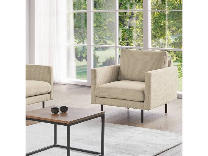 Sessel Beige Cordstoff Licia 80 x 82 x 94cm