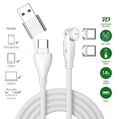 4Smarts USB-Ladekabel USB-C, USB-A Stecker 1.8m Weiß 541236