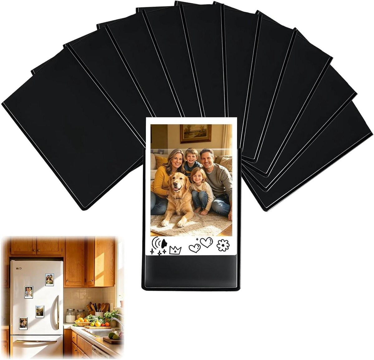 Magnetische Fotolijsten voor de Koelkast - Instax Fotolijsten - Zwart - 95 x 65 cm