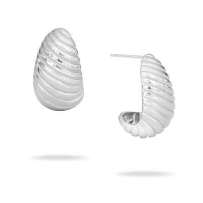 Paar Creolen ECHTZEIT "Schmuck Geschenk Edelstahl Ohrringe The Organic Drop", silber (silberfarben), Ohrringe, Damen, Edelstahl
