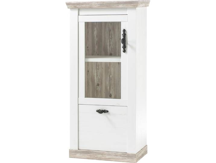 Vitrine HOME AFFAIRE Florenz , weiss (pinie weiß), B:70cm H:146cm T:37cm, Schränke, Vitrine, im romantischen Landhaus-Look, Höhe 146 cm