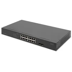 Digitus 16-Port Gigabit Netzwerkswitch, 19 Zoll, unmanaged, 2 Uplink Ports, SFP