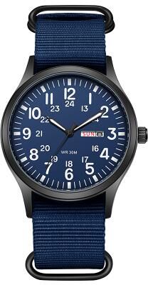 Quick Pick Pro Ranger Field Watch With Quartz Watch Movement & Durable Nylon Strap Watch dark Blue