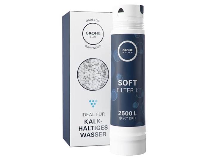 GROHE Blue, Austauschfilter Soft, L-Size mit 2500l Kapazität, 40412001 Reduziert geschmacksstörende Stoffe wie Chlor, Kalk, Mikroplastik im Trinkwasser, für Blue Pure, Professional, Red