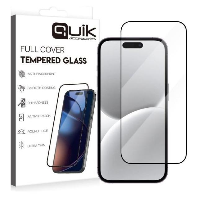 Quik Shade Quik Accessories Full Cover Tempered Glass for Apple iPhone 16 (Apple iPhone 16) (QK-TG-IPH-16)