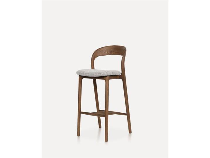 Tabouret De Bar 45x48x95.5cm Couleur Teinte Noyer Pieds Bois Massif Design Moderne Pour Cuisine Et Comptoir