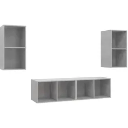 Helloshop26 - Multimedia-Wand-TV-Möbel TV-Regal TV-Sideboard Esszimmer Wohnzimmer Schlafzimmer 4-teilig Holzwerkstoff grau 02_0029061