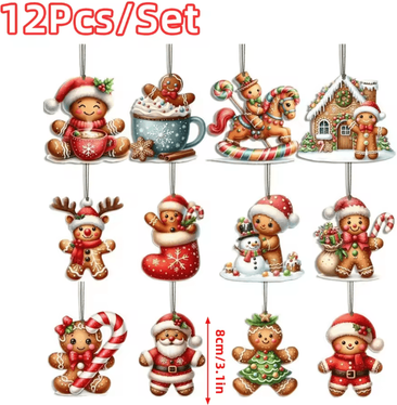 Uplift Curations 12 Piece Wooden Gingerbread Man Christmas Ornaments Set 4