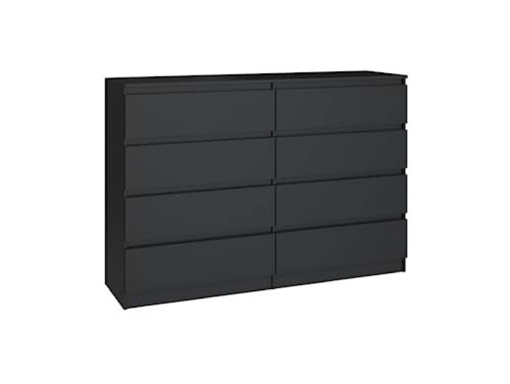 VBChome Kommode mit 8 Schubladen 140 x 40 x 97 cm Schwarz Grifflose Schubladenkommode Mehrzweckschrank für Flur Schlafzimmer Wohnzimmer Kinderzimmer Modern Schwarz