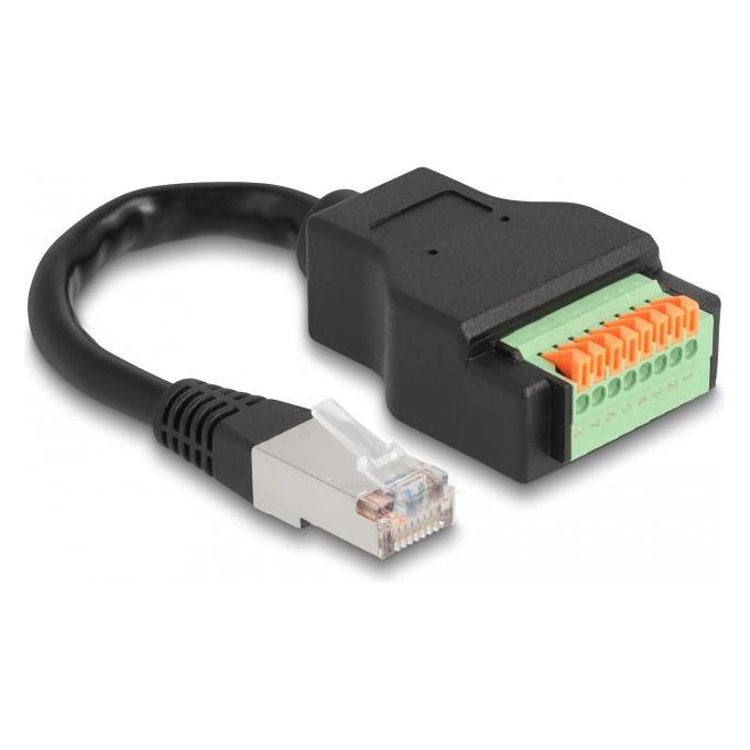Delock RJ45 Kabel Cat.5e Stecker zu Terminalblock Adapter mit Drucktaster 15 cm (66063)