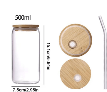 Inspire Picks Bow Accent Glass Cup With Lid And Straw 500 Ml Aesthetic Iced Coffee And Matcha Tumbler a