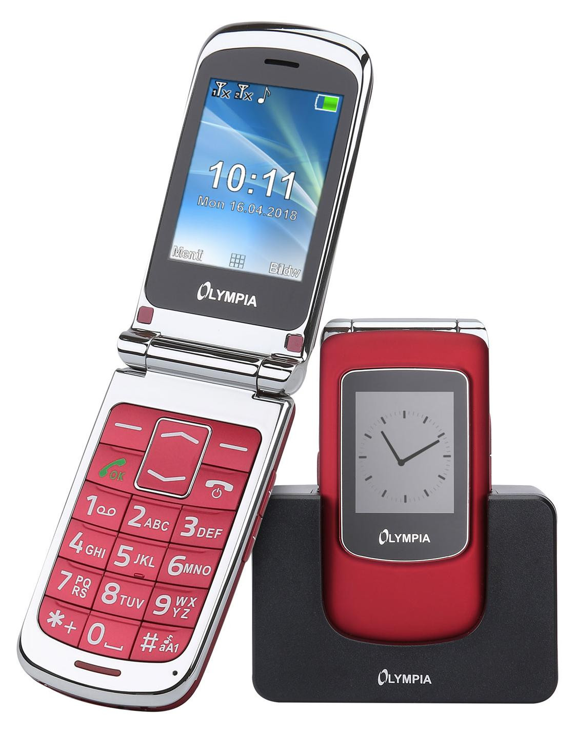 Olympia Mobiele telefoon met grote toetsen en 2,4 inch scherm, rood