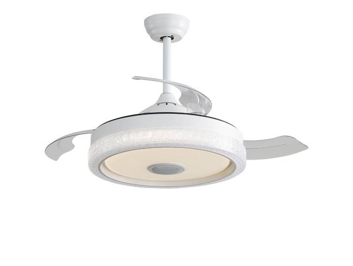 ComfortXL Deckenventilator De-16284 42 Zoll mit Rgb-Led & Fernbedienung, Weiß, Kunststoff, LED integrated, 106.6x37x106.6 cm, Lampen & Leuchten, Innenbeleuchtung, Deckenleuchten, Deckenleuchten
