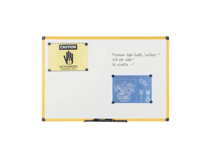 Bi-Office - Tableau blanc émaillé - 120 x 90 cm - cadre en aluminium jaune