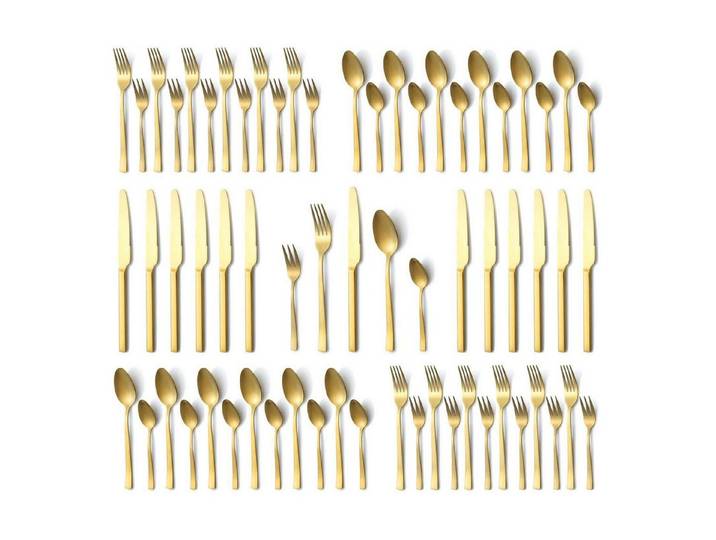 LuxusKollektion Besteck-Set Besteckset Gold matt 60-tlg 12 Personen