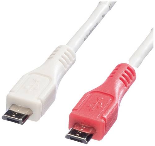 Value USB-Ladekabel USB 2.0 USB-Micro-B Stecker 0.30 m Weiß Geschirmt 11.99.8307