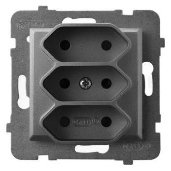 Ospel ARIA Dreifachsteckdose EURO grau matt GP-3U (GP-3U/m/70)