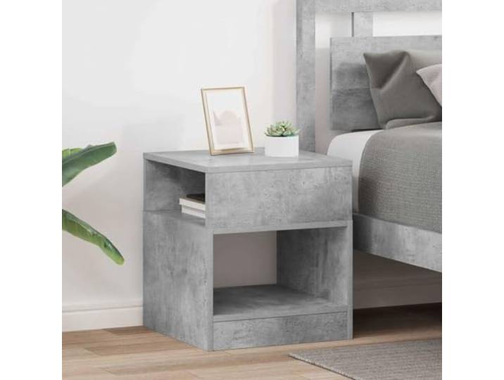 KPOUTRFG Beistelltisch 2 STK. Beton Grau 40,5 x 40 x 45 cm Holzwerkstoff Mit Regalfächern, vielseitig nutzbar, schlichte Eleganz, pflegeleichte Oberfläche, platzsparendes Design