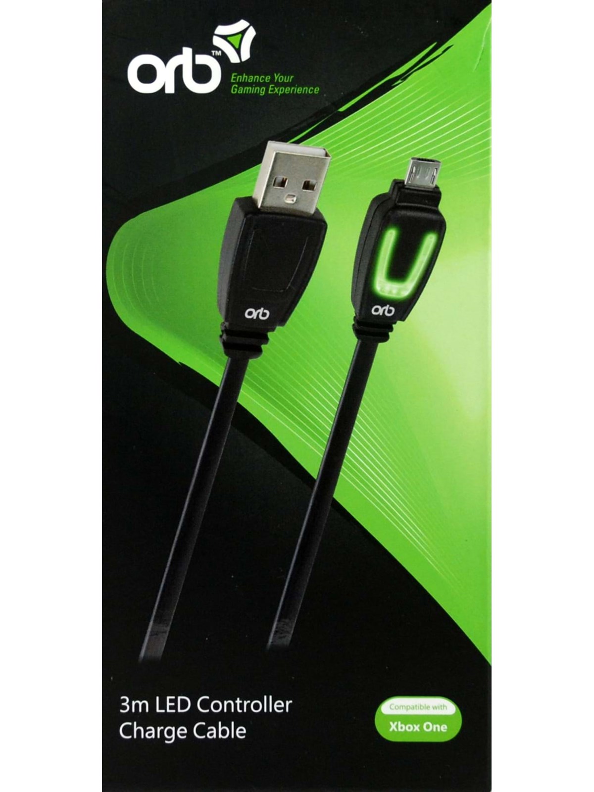 Orb XBox One 3m LED Controller Charge Cable - Wired Controller Ladekabel - Microsoft Xbox One