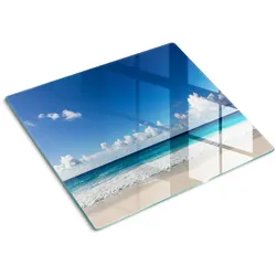 GLASPLATTE 60x52 cm Strand auf den Seychellen
