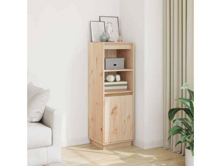 HEFZGDB Massivholz Highboard für Wohnzimmer aus Kiefernholz mit Ablage und Tür als Beistellschrank mit Stauraum für Bücher und Dekofläche aus massivem Kiefernholz