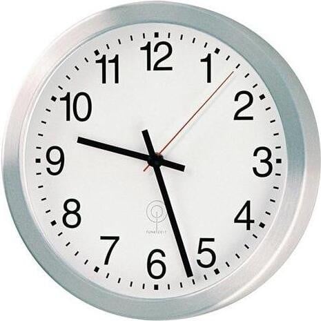 PEWETA Funkwanduhr zilver Aluminium mat Diameter: 30,0 cm