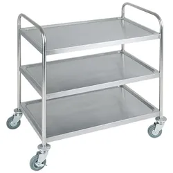 APS Servier- und Transportwagen aus Edelstahl 3 Borde silber, 93 cm